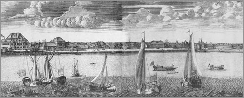 "Панорама Санкт-Петербурга. Фрагмент гравюры Зубова. 1716г.